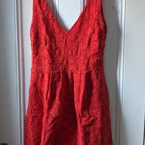 Sezane Red V-Neck Sleeveless Dress